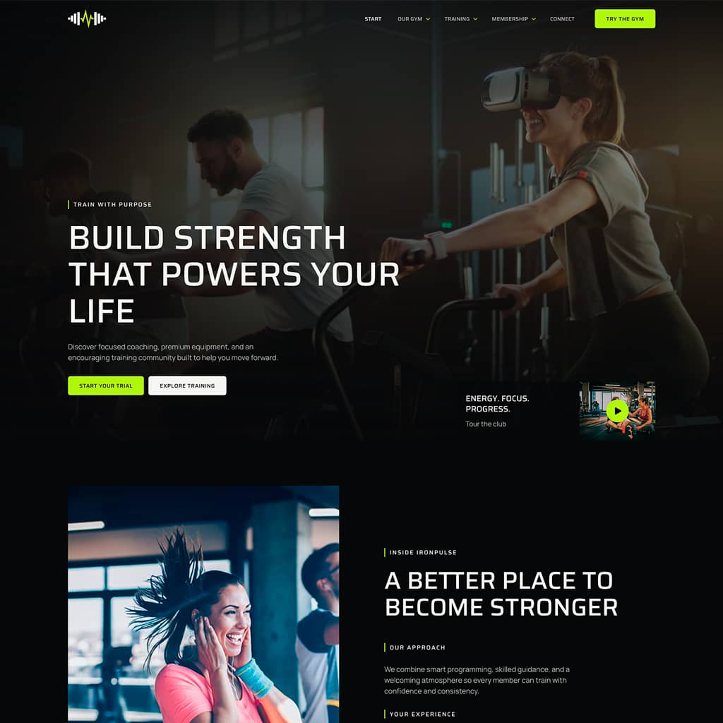 Personal trainer working with a client in a modern gym