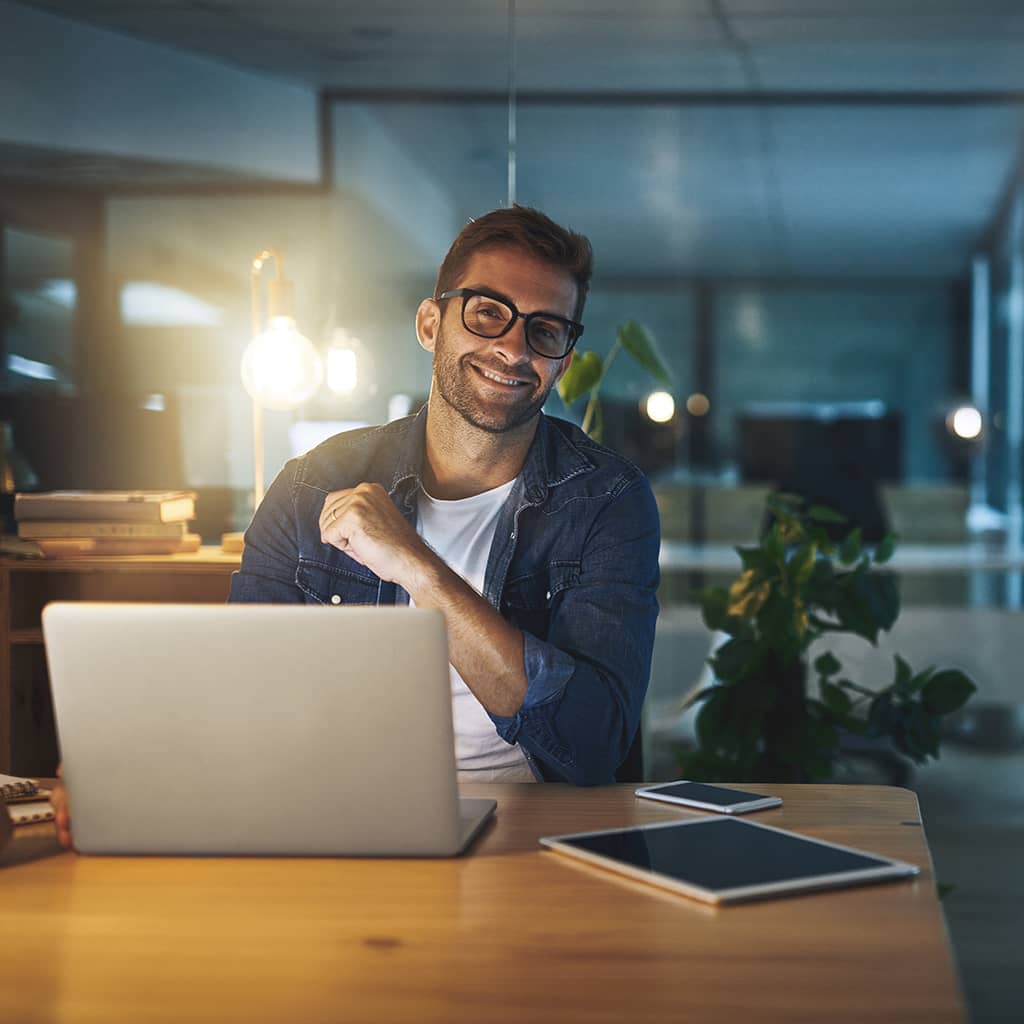 Web designer working in a modern office