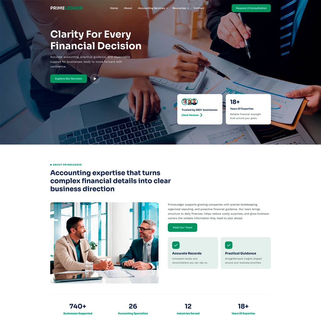 Accounting and finance professionals meeting with a business client