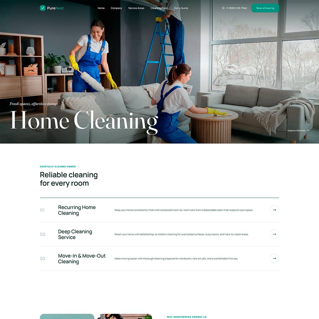 Professional cleaner working in a bright modern home