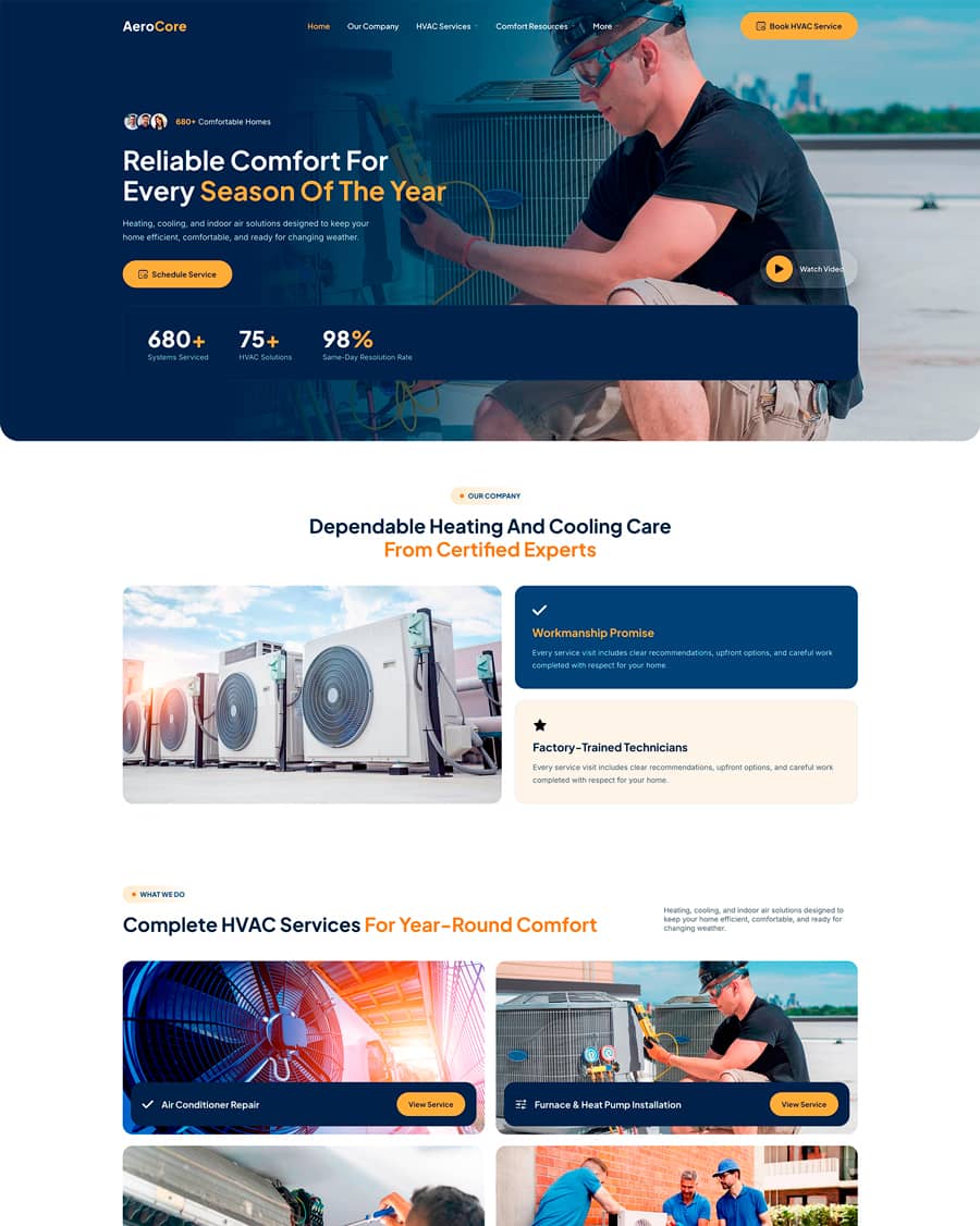 HVAC Website website template