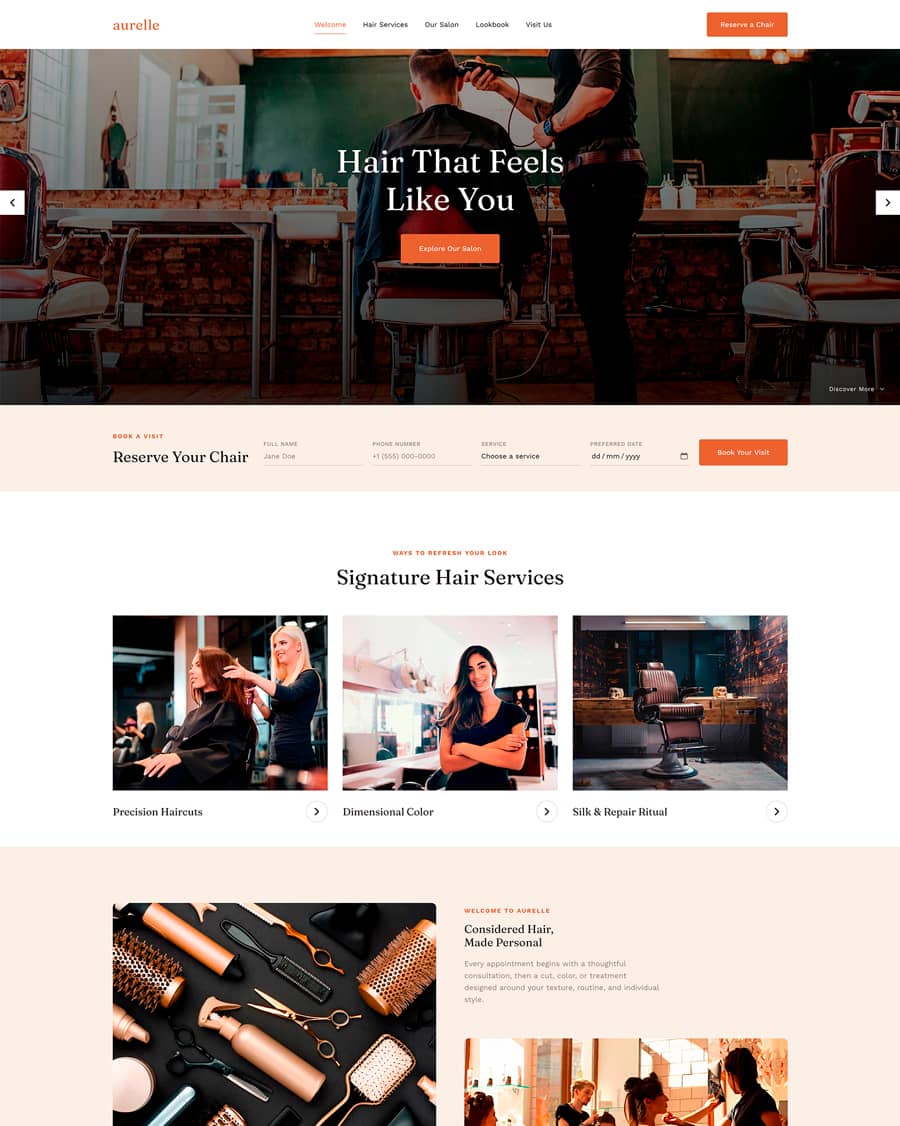 Hair Salon Website website template