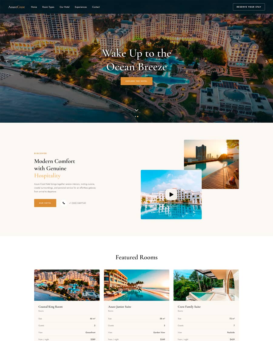 Hotel Website website template