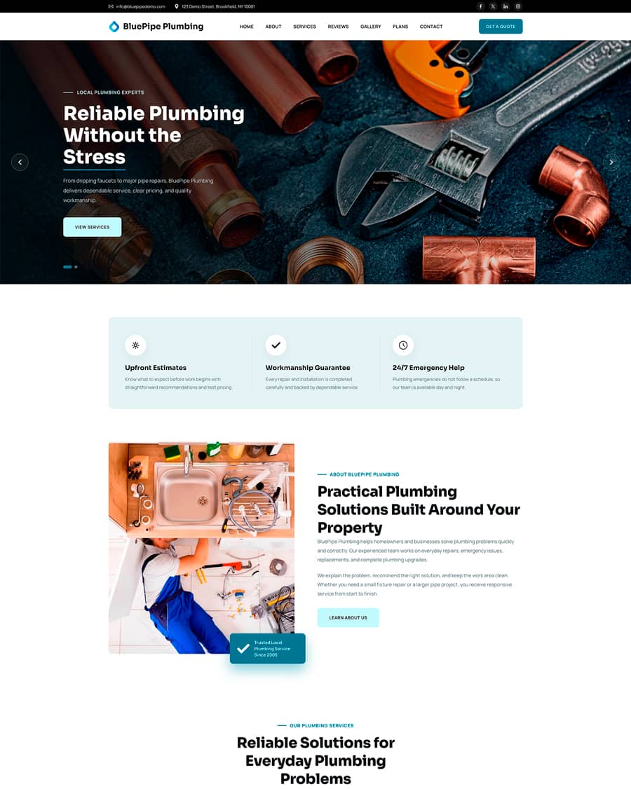 Plumbing Website website template
