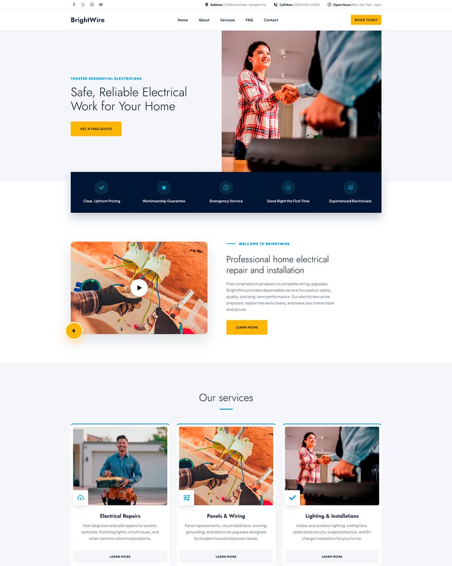 Electrician Website website template
