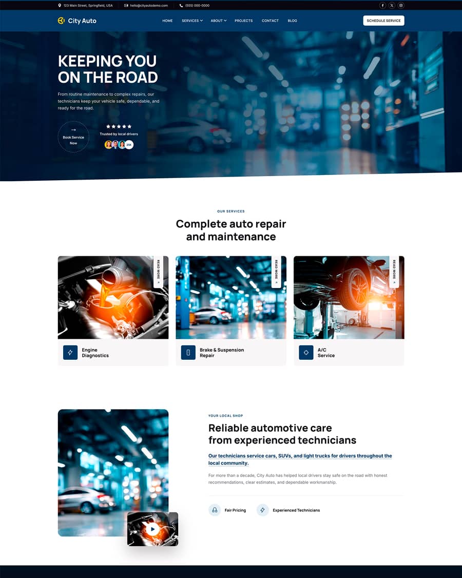 Auto Repair Website website template
