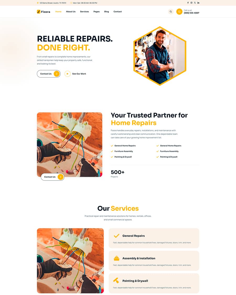Handyman Website website template