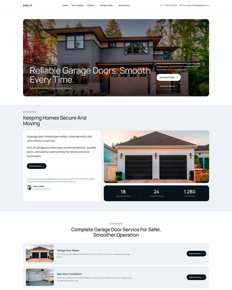 Garage Door Website website template