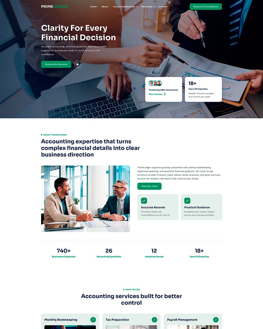 Accounting Website website template
