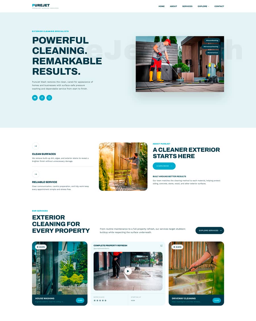 Pressure Washing Website website template