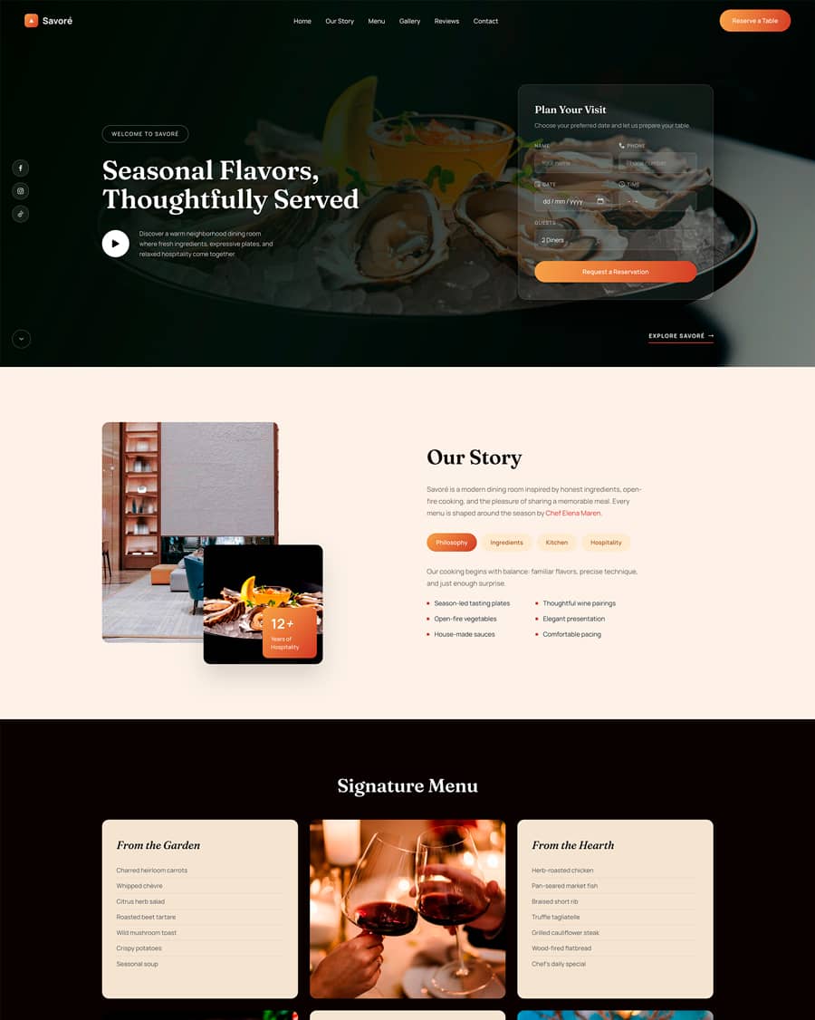 Restaurant Website website template